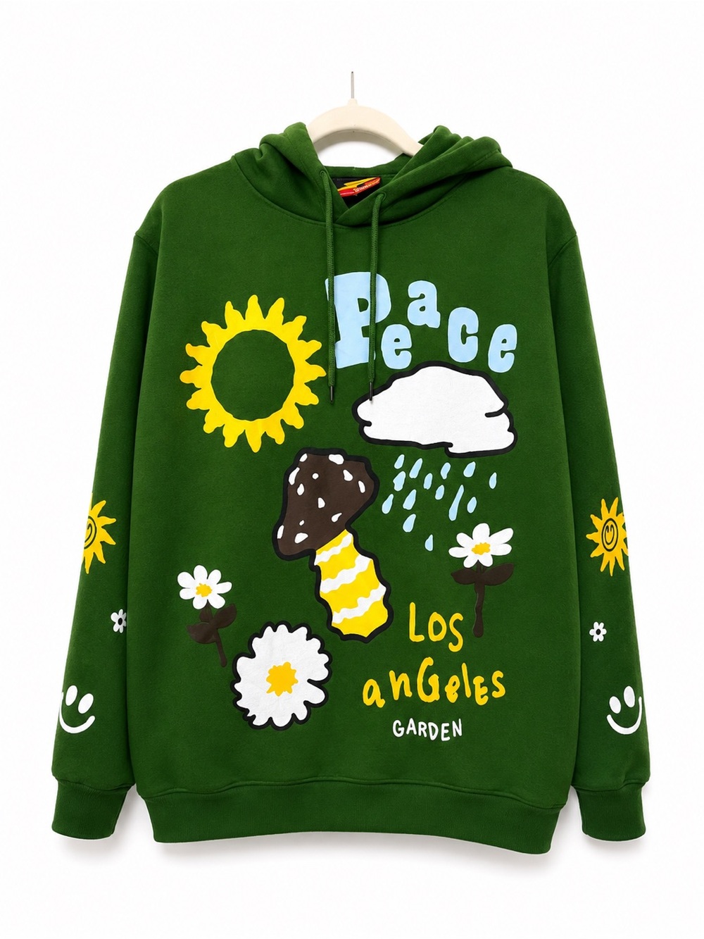 Riot Empire Peace Los Angeles Garden Green Graphic Hoodie Mushroom Streetwear M